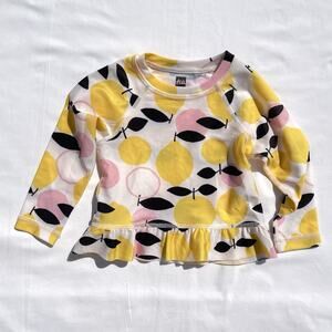 Tea Collection Lemon Drop Rash Guard Baby Girls 9-12 Months Fish Ruffle Swim Top